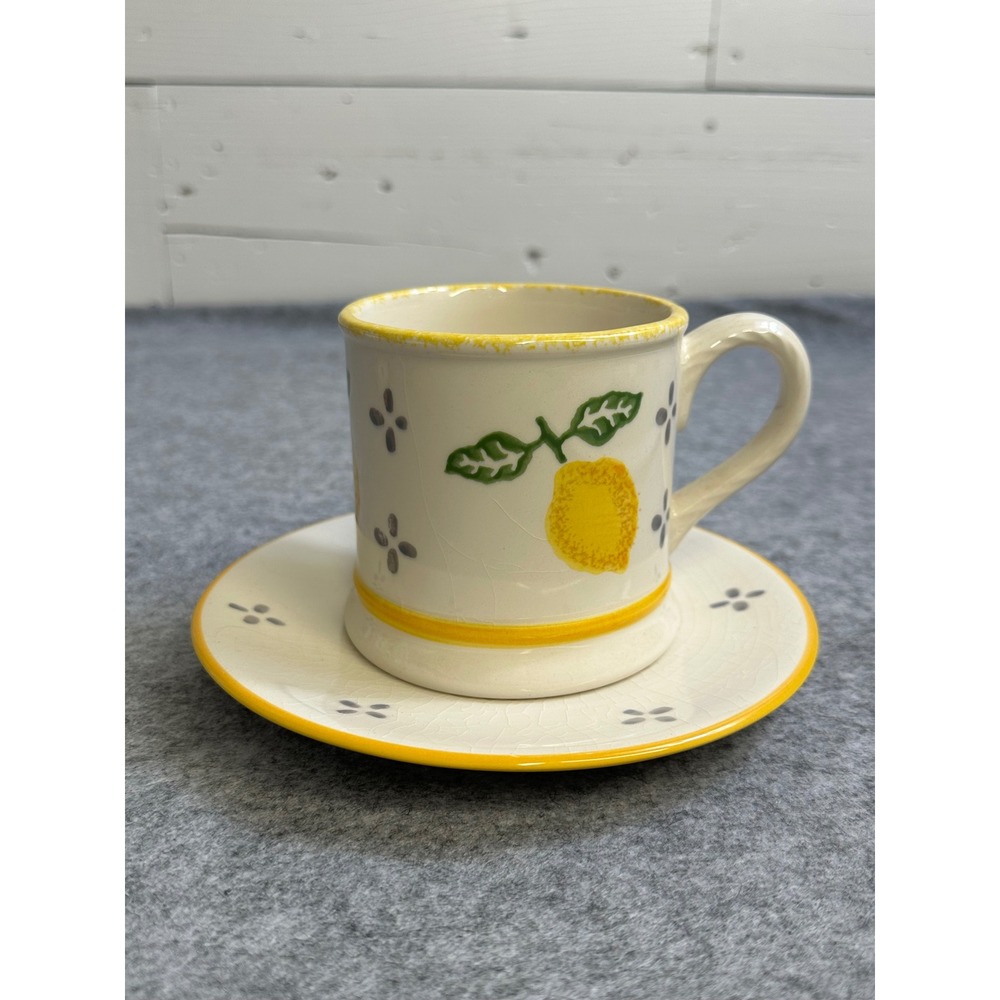 Laura Ashley Summer Fruits Lemon Cup and Saucer Set Made in England 1997